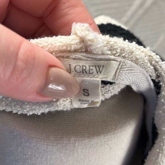 J.CREW | Black & Cream Striped Long Raglan Sleeve Pullover Textured Hoodie - Picture 6 of 8